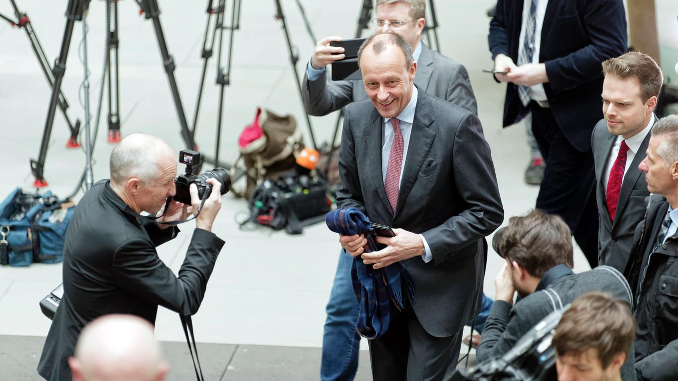 Bundespressekonferenz: Friedrich Merz beim Statement zu seiner Kandidatur für den Parteivorsitz im Februar 2020.