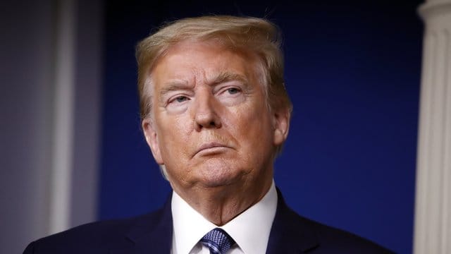 Donald Trump bei einer der Pressekonferenzen im Weißen Haus zum Coronavirus. Donald Trump bei einer der Pressekonferenzen im Weißen Haus zum Coronavirus.