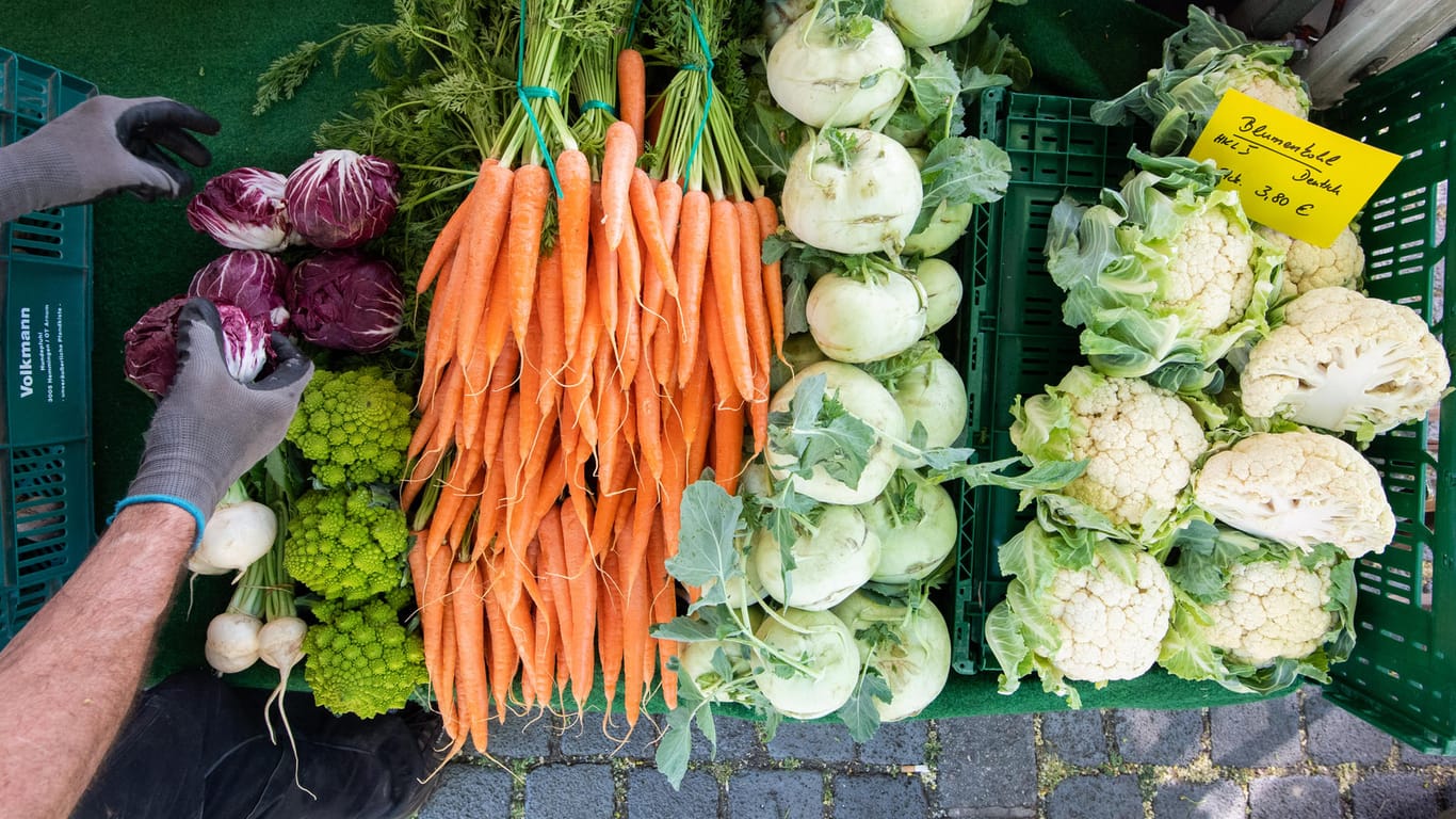 Frisches Gemüse: Die Verbraucherpreise für frische Nahrungsmittel liegen in diesem April fast zehn Prozent über dem Vorjahresniveau.