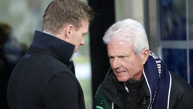 Julian Nagelsmann (l) und Dietmar Hopp zu gemeinsamen Hoffenheimer Zeiten. Julian Nagelsmann (l) und Dietmar Hopp zu gemeinsamen Hoffenheimer Zeiten.