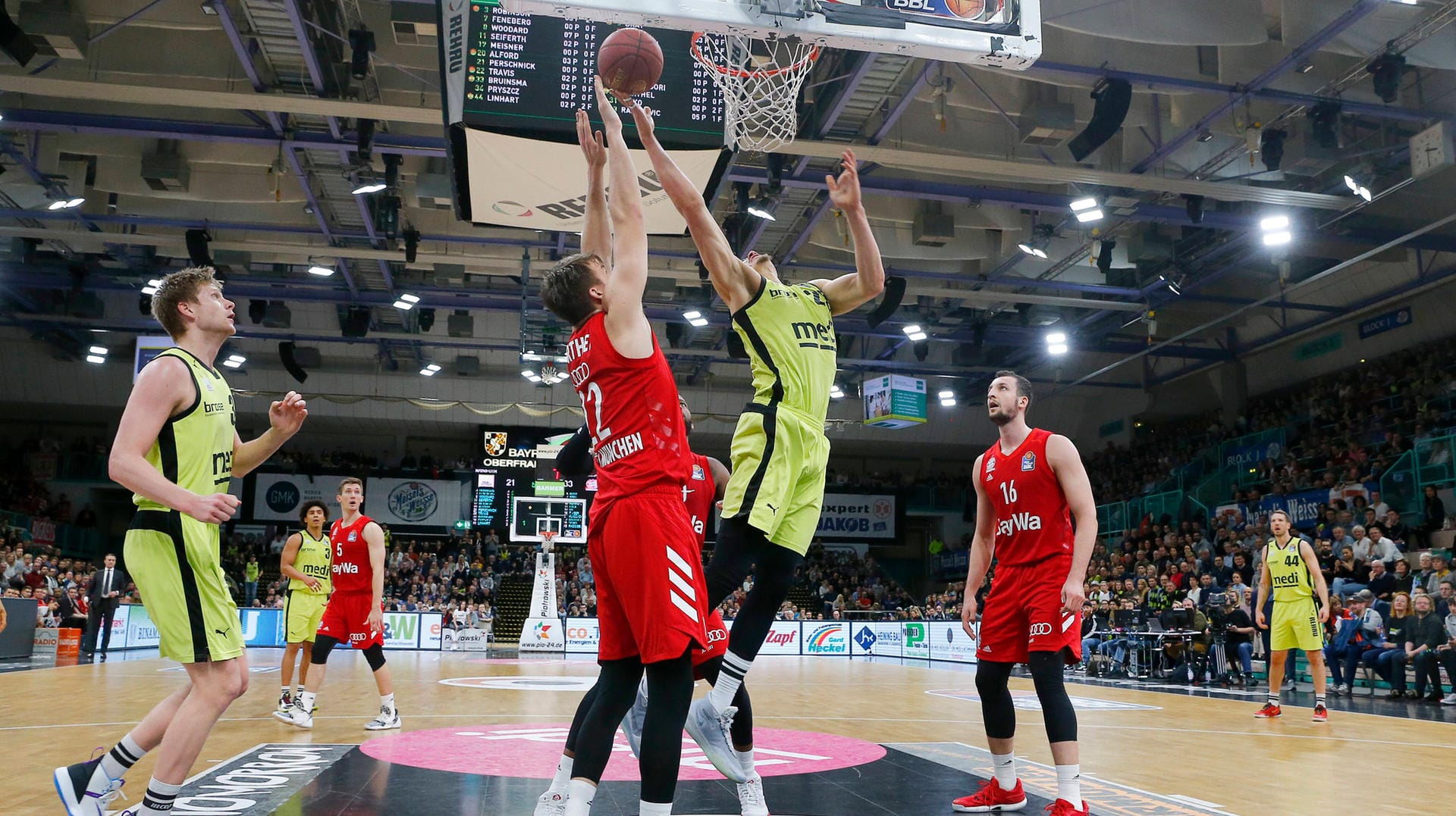 Finale der Basketball Bundesliga in der Oberfrankenhalle: In der Saison 2019-2020 spielte Medi Bayreuth gegen den FC Bayern München. (Archivbild)