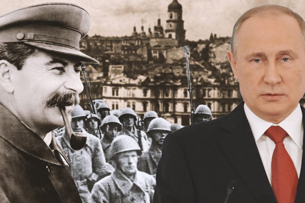 Stalin, zerstörtes Kiew, Rotarmisten und Wladimir Putin: Der 9. Mai ist ein besonderer Tag für Russland.