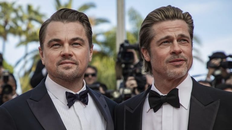 Leonardo DiCaprio (l) und Brad Pitt bei der Premiere von "Once Upon a Time in Hollywood" 2019 in Cannes.