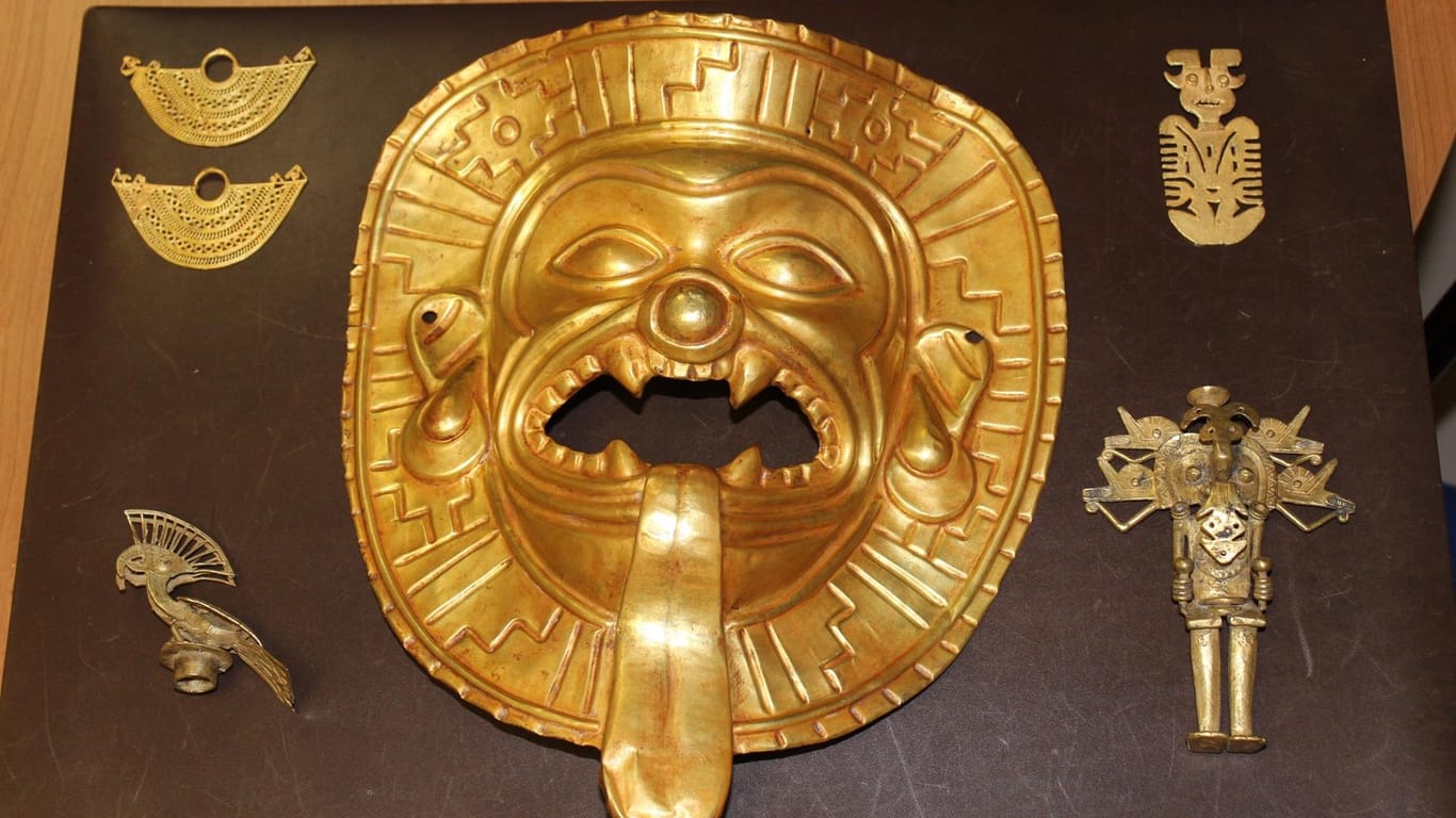 Die Tumaco-Goldmaske: Das Kunstwerk aus präkolumbianischer Zeit wurde in Madrid sichergestellt. Und führte zu einem schweren Schlag gegen ein Schmugglernetzwerk in Kolumbien.