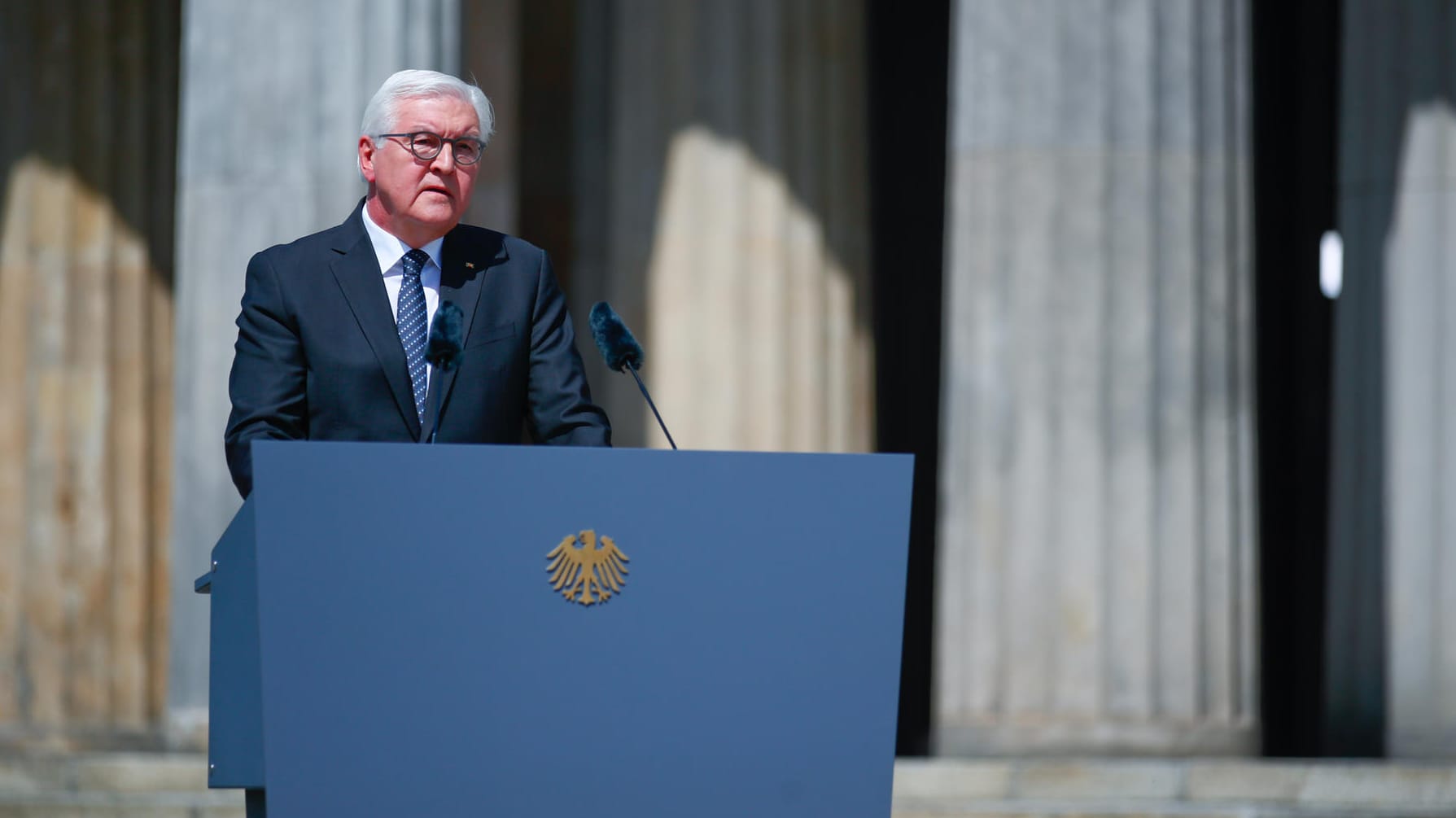 Frank-Walter Steinmeier: Es habe lange gedauert, bis die Deutschen ihre Schuld anerkennen, sagte er in seiner Rede vor der Neuen Wache in Berlin.