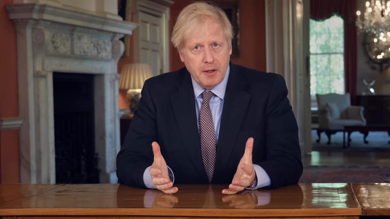 Verlängerung der Maßnahmen angekündigt: Großbritanniens Premierminister Boris Johnson bei seiner Ansprache am Sonntag.