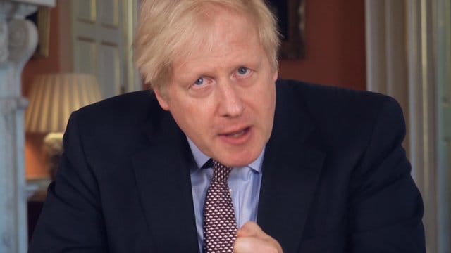 Boris Johnson verkündet in einer Ansprache erste Lockerungen. Boris Johnson verkündet in einer Ansprache erste Lockerungen.
