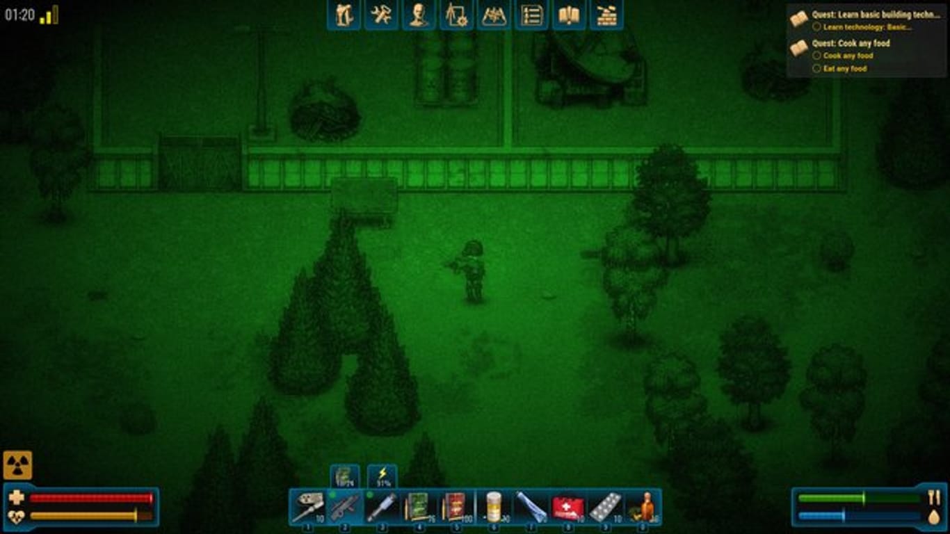 Mission bei Nacht und Nachtsichtgeräteflimmern: "CryoFall" stellt Spieler vor etliche Herausforderungen - auch jenseits von Crafting.