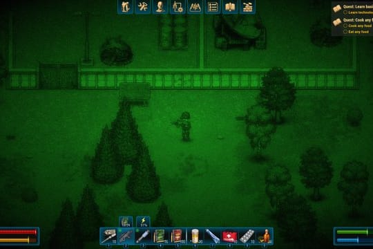 Mission bei Nacht und Nachtsichtgeräteflimmern: "CryoFall" stellt Spieler vor etliche Herausforderungen - auch jenseits von Crafting.