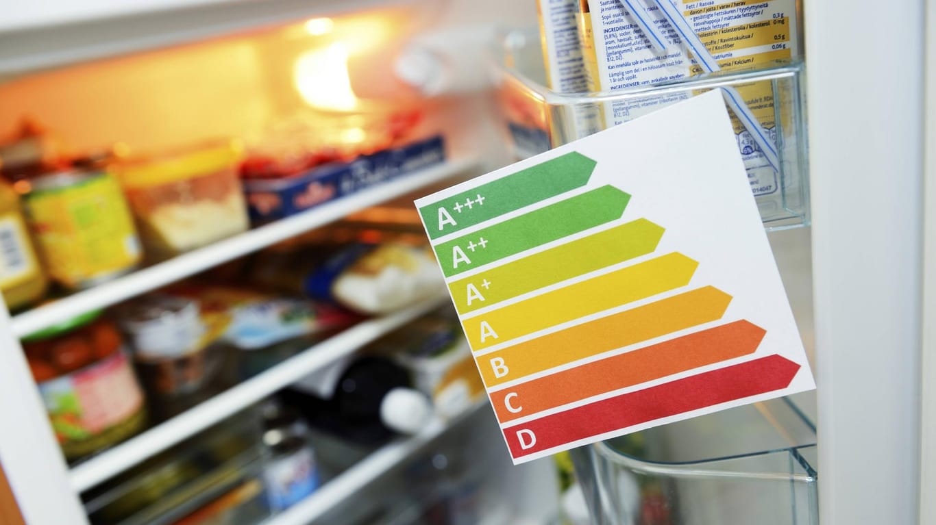 Kühlschrank: Im Handel gibt es fast nur noch stromsparende Kühlschränke. Sie tragen mehrheitlich die Energieeffizienzklassen A+++ bis A+, auch wenn Modelle bis Klasse D zugelassen sind.