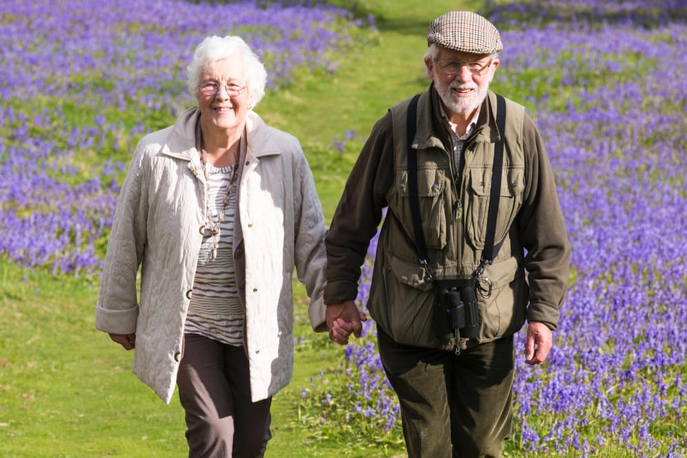 Ein älteres Paar geht spazieren: Die gesetzliche Rente bildet die wichtigste der drei Säulen der Altersvorsorge.