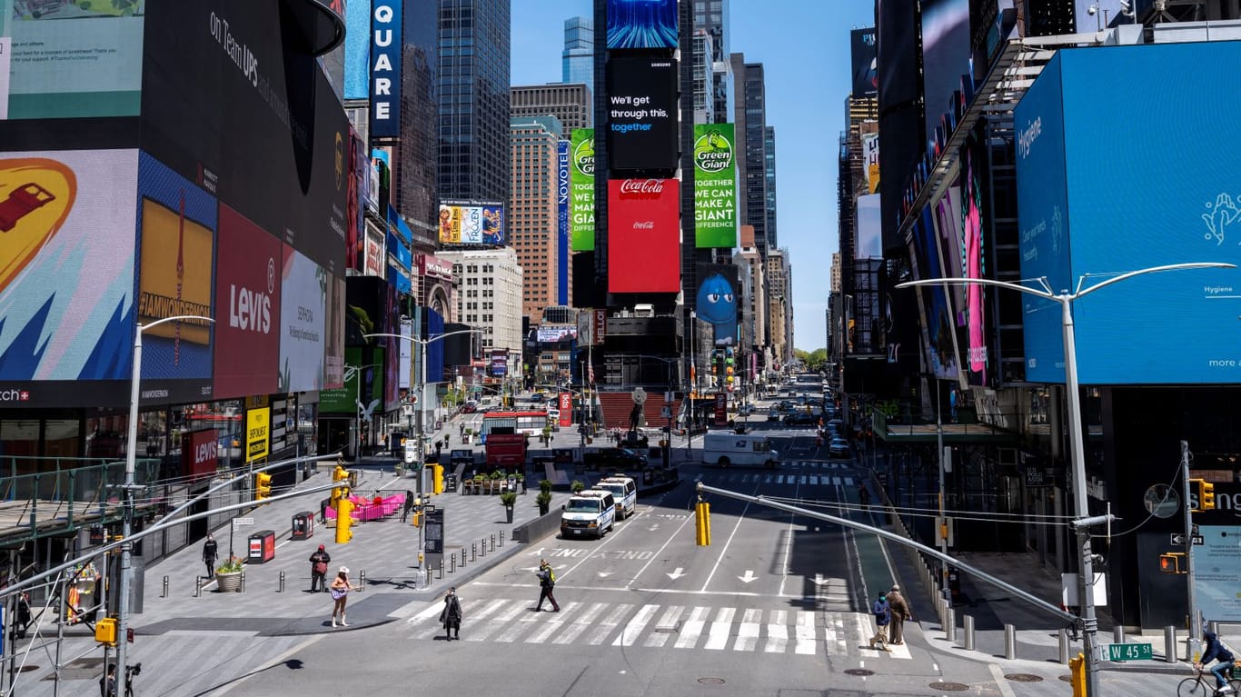 Der berühmte Times Square in New York City: Für eine Weile wird es hier wohl noch so leer bleiben.