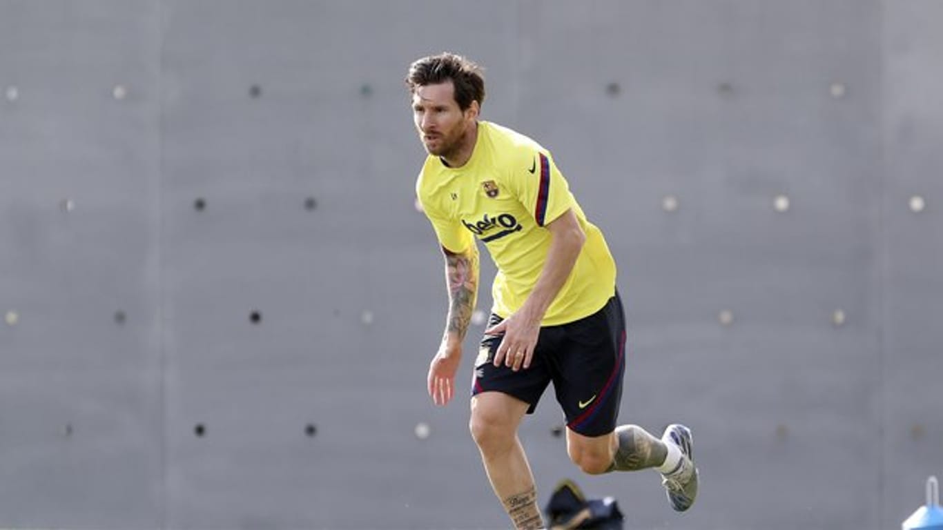Barcelonas Star Lionel Messi beim Training.