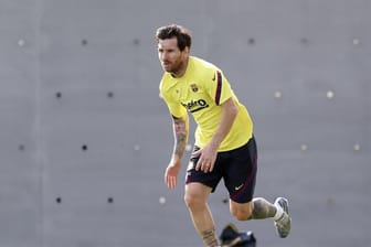 Barcelonas Star Lionel Messi beim Training.