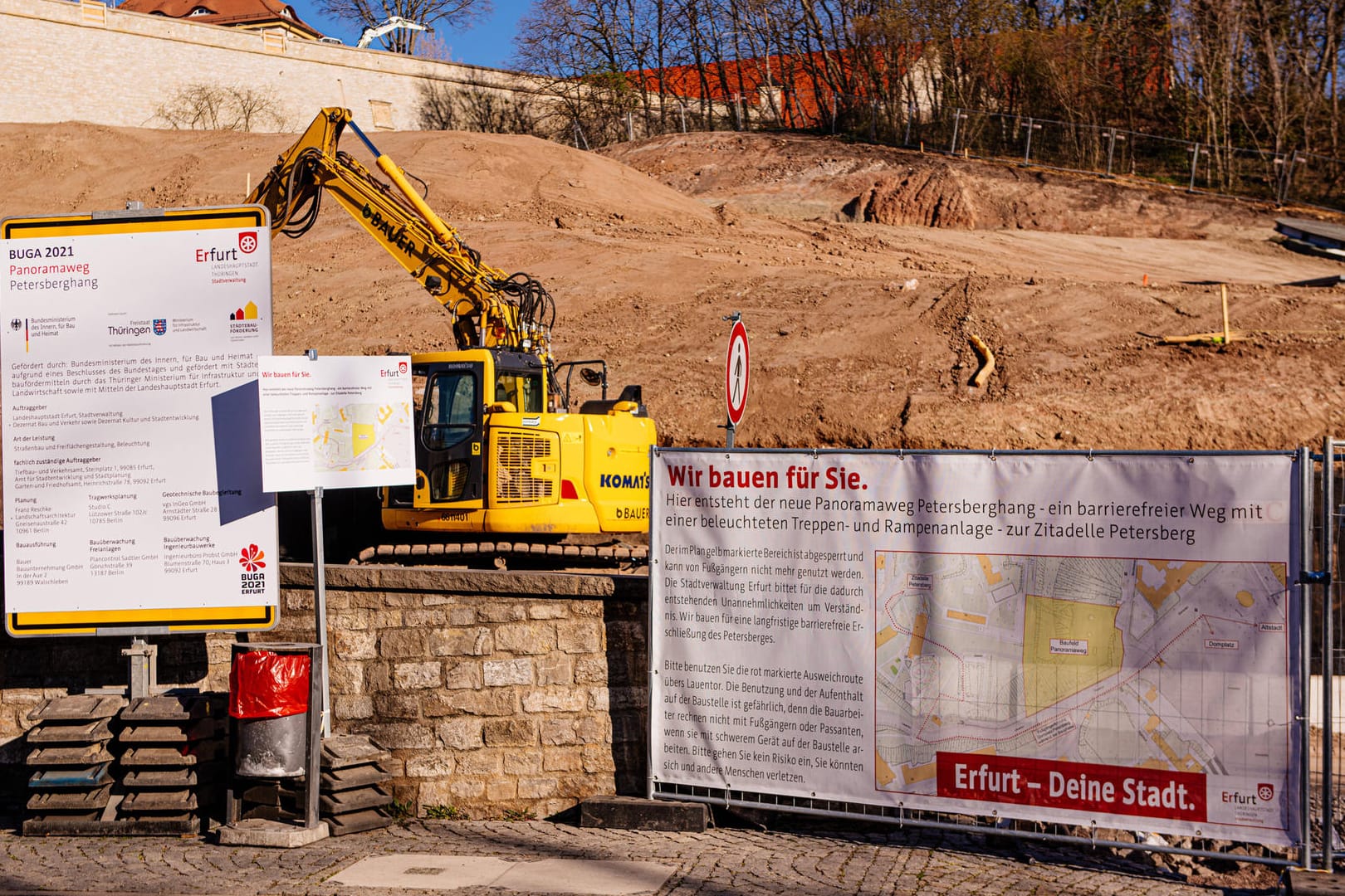 Buga-Baustelle am Petersberg in Erfurt: Die Bundesgartenschau soll wie geplant im April 2021 eröffnen.