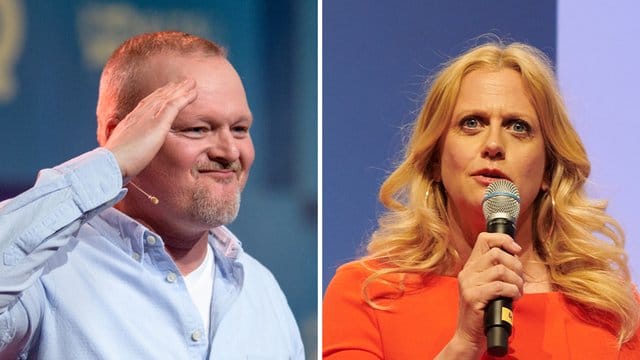 Entertainer Stefan Raab und die Moderatorin Barbara Schöneberer Entertainer Stefan Raab und die Moderatorin Barbara Schöneberer