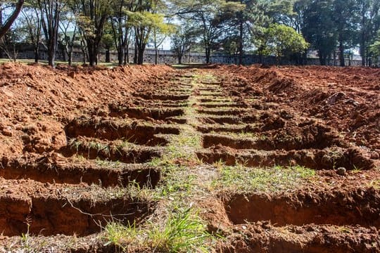 Neu ausgehobene Gräber auf dem Friedhof von Vila Formosa in São Paulo.
