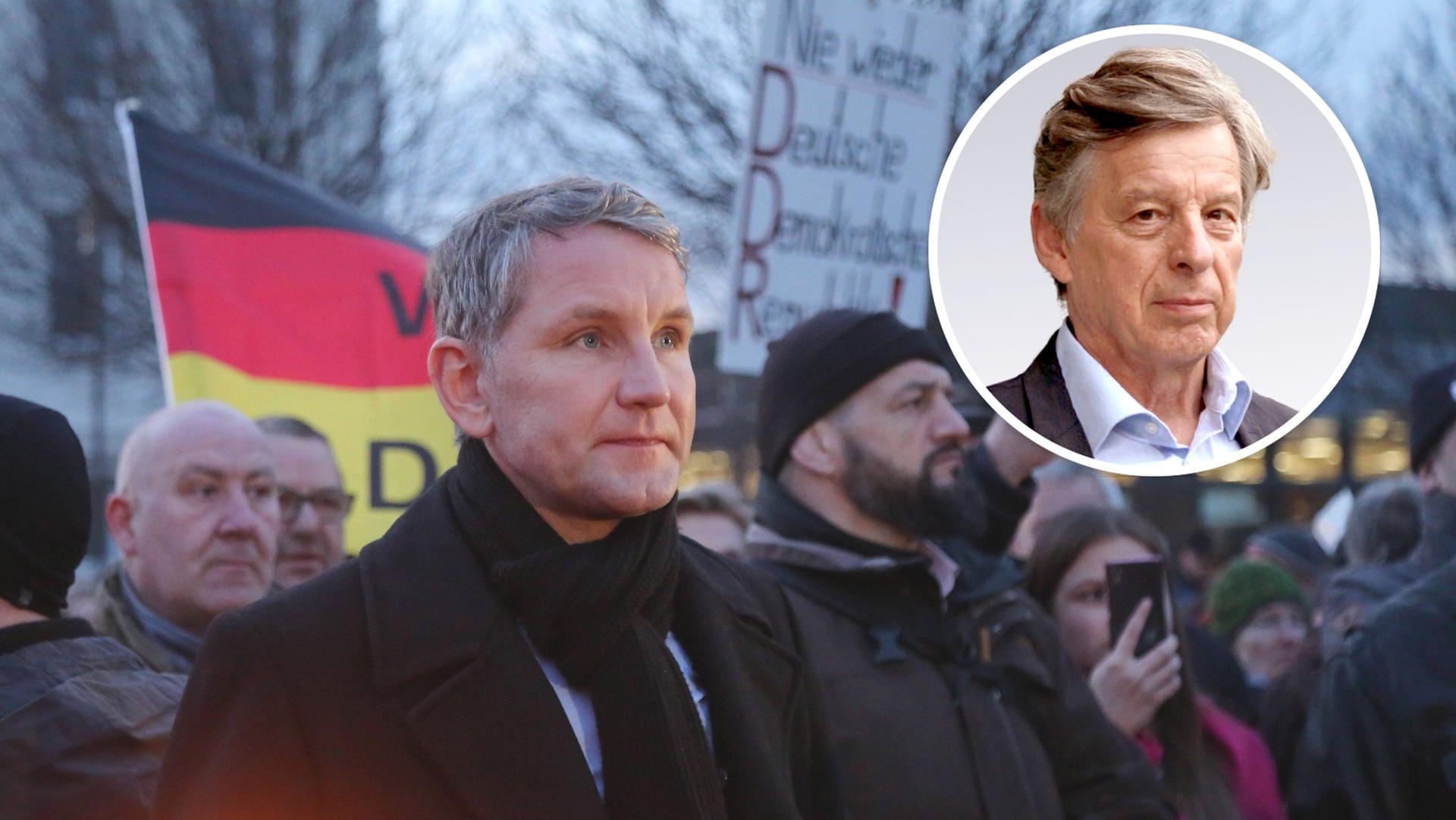 Björn Höcke bei einer Demonstration: Der Fraktionsvorsitzende der AfD in Thüringen gilt als Kopf der Ultrarechten in der Partei. (Archivbild)