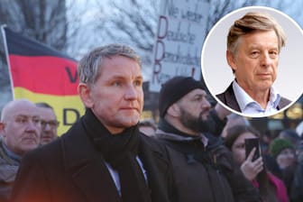 Björn Höcke bei einer Demonstration: Der Fraktionsvorsitzende der AfD in Thüringen gilt als Kopf der Ultrarechten in der Partei. (Archivbild)