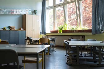Ein leeres Klassenzimmer an einer Grundschule: In Spandau sind zwei Lehrer positiv auf das Coronavirus getestet worden.