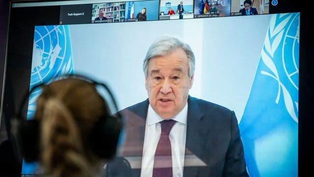 UN-Generalsekretär António Guterres bei einer Rede Ende April. UN-Generalsekretär António Guterres bei einer Rede Ende April.