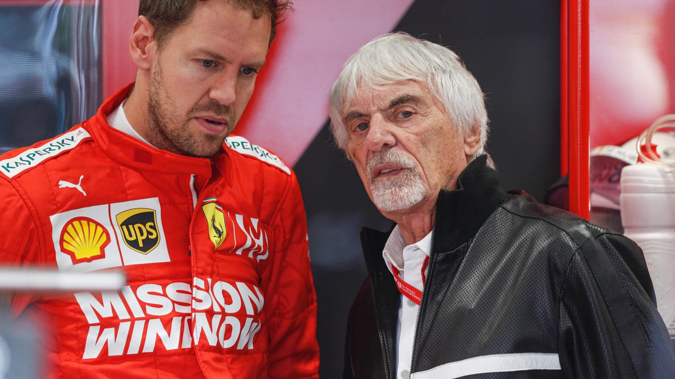 Zwei prägende Figuren der Formel 1: Sebastian Vettel (l.) ist für Bernie Ecclestone ein Kandidat für Mercedes.