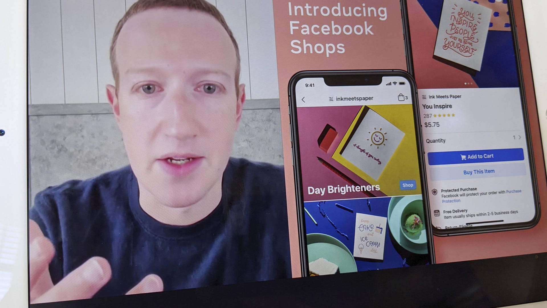 Facebook startet Plattform für Onlineshops: Mark Zuckerberg stellt die neue Funktion vor. Facebook startet Plattform für Onlineshops: Mark Zuckerberg stellt die neue Funktion vor.
