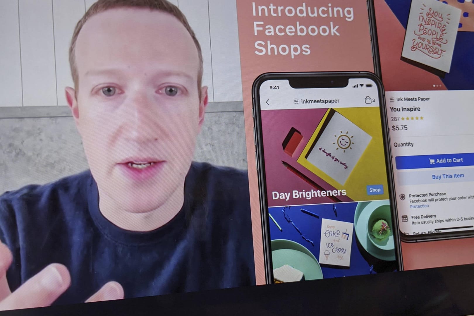 Facebook startet Plattform für Onlineshops: Mark Zuckerberg stellt die neue Funktion vor.