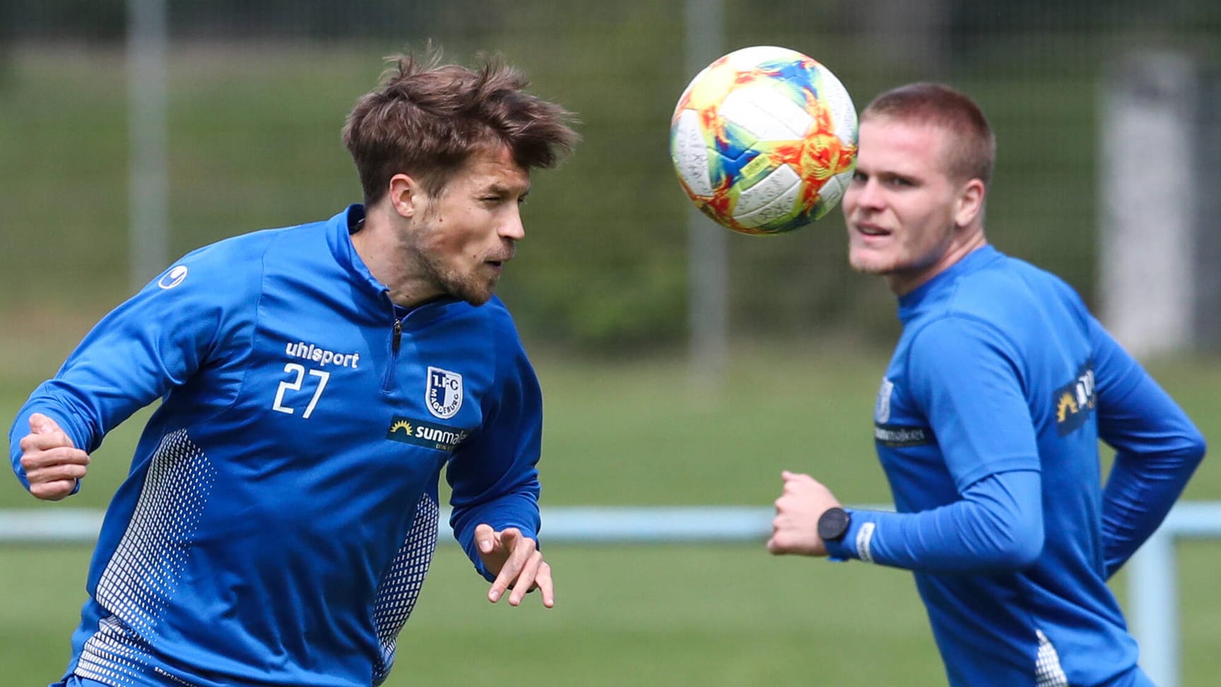 Patrick Moeschl Möschl (li.) und Thore Jacobsen: Der 1. FC Magdeburg bittet um eine Spielverlegung.