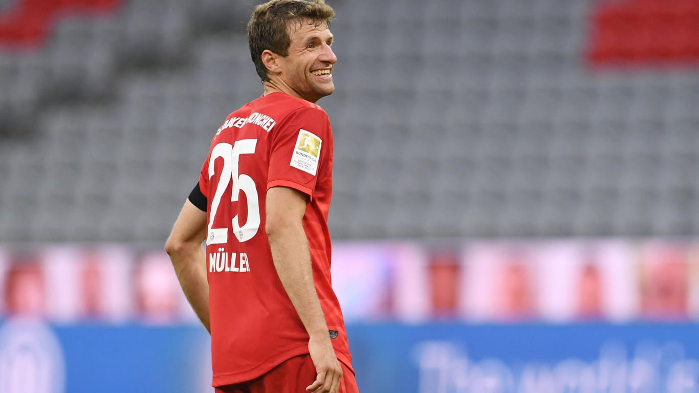 Gut aufgelegt nach dem 5:2 gegen Eintracht Frankfurt: Bayern-Angreifer Thomas Müller.