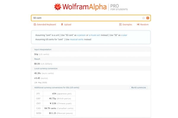 Währung oder Rapper: Wolfram Alpha will genau wissen, wie es gemeint ist.
