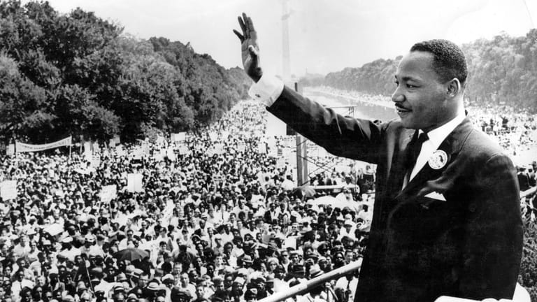 Der berühmte Bürgerrechtler Martin Luther King 1963 am Lincoln Memorial: Demonstranten war am Dienstag der Zutritt zur Gedenkstätte verwehrt.