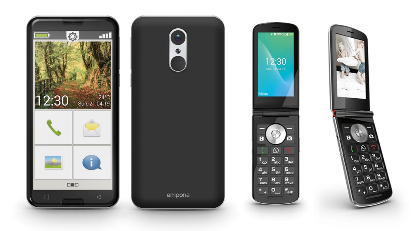 Smartphone und Klapphandy von emporia: Mobiltelefone für ältere Menschen.