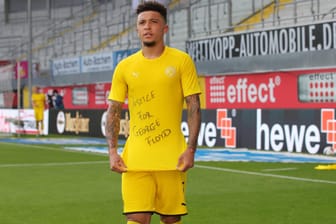 Emotionale Botschaft: Dortmunds Jadon Sancho nach seinem Tor am Wochenende beim SC Paderborn.