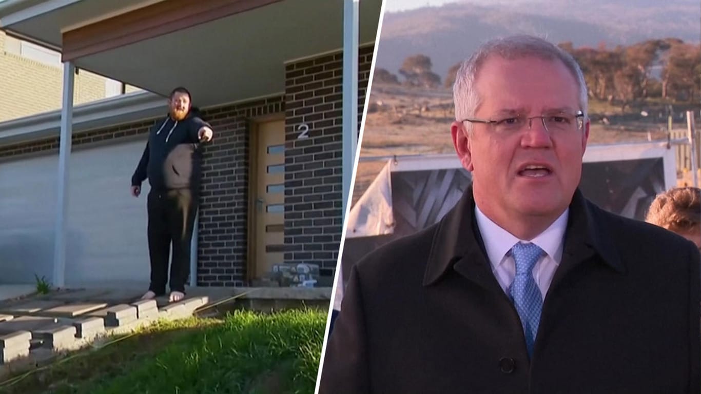 “Runter vom Gras”: Australiens Premierminister ist vor laufenden Kameras voon einem Anwohner vom Rasen gescheucht worden.