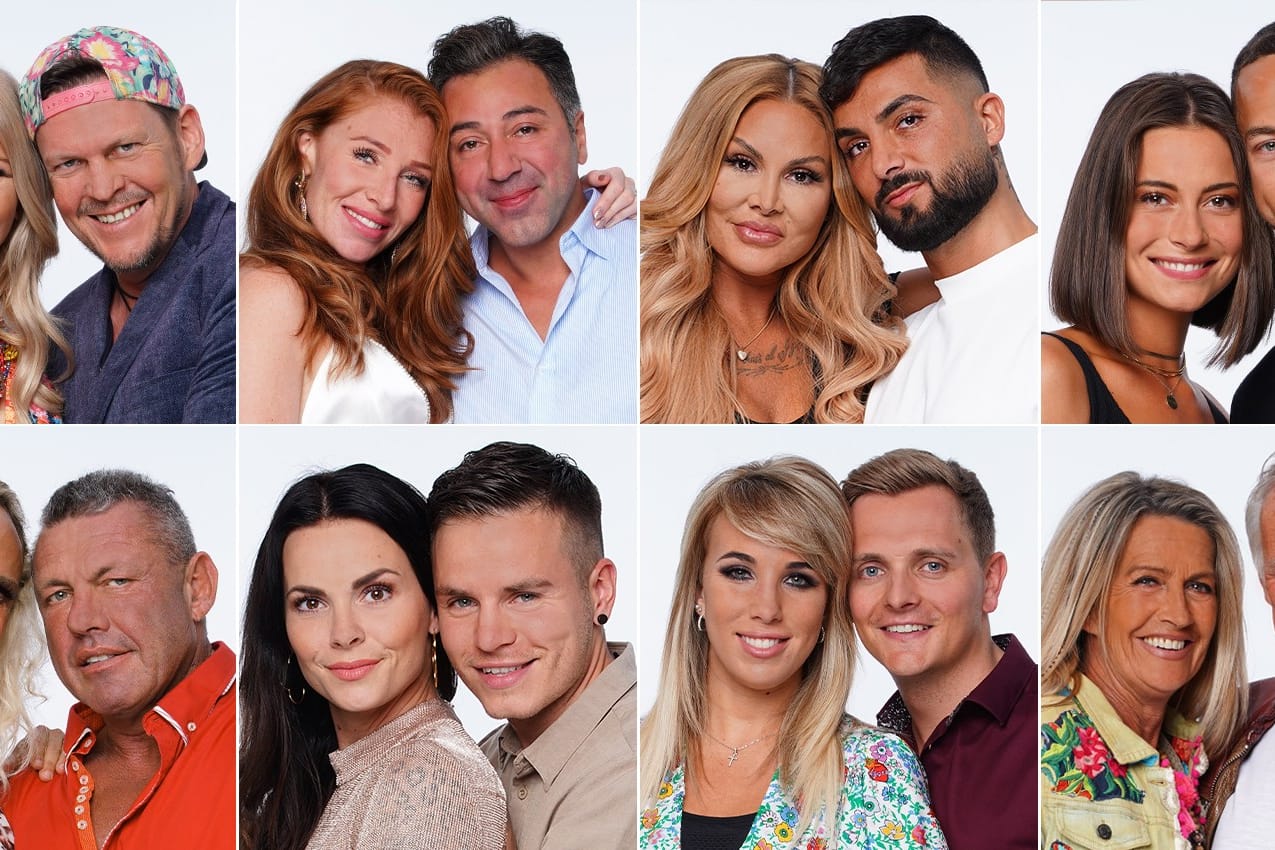 "Die Sommerhaus der Stars"-Stars: V.o.l.: Diana Herold, Michael Tomaschautzki, Georgina Fleur, Kubi Özdemir, Lisha, Lou, Jennifer Lange, Andrej Mangold V.u.l.: Caroline Robens, Andreas Robens, Henning Merten, Denise Kappés, Annemarie Eilfeld, Tim Sandt, Michaela Scherer, Martin Bolze