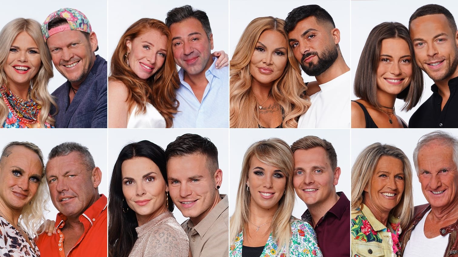 "Die Sommerhaus der Stars"-Stars: V.o.l.: Diana Herold, Michael Tomaschautzki, Georgina Fleur, Kubi Özdemir, Lisha, Lou, Jennifer Lange, Andrej Mangold V.u.l.: Caroline Robens, Andreas Robens, Henning Merten, Denise Kappés, Annemarie Eilfeld, Tim Sandt, Michaela Scherer, Martin Bolze