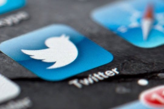 Das Display eines Smartphones zeigt das Icon des Kurznachrichtendienstes Twitter.