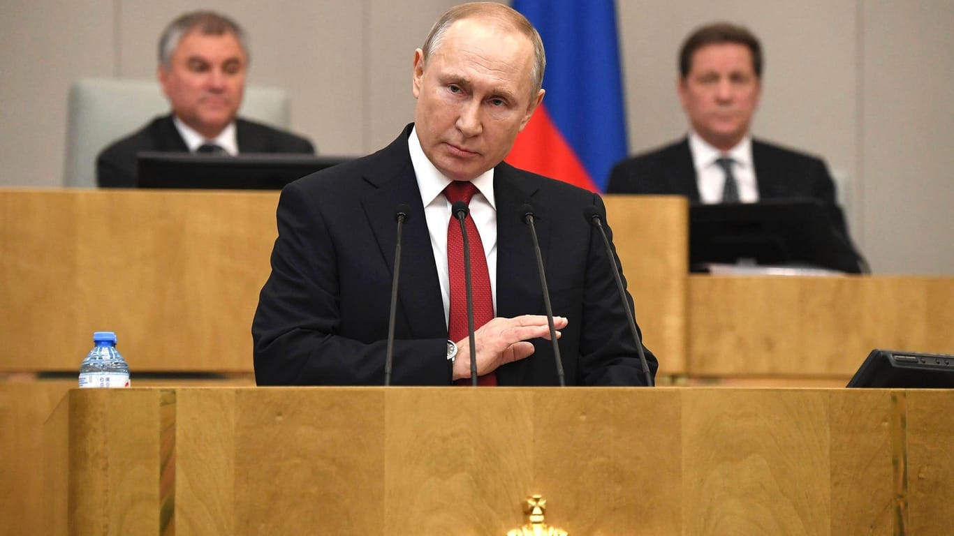 Wladimir Putin bei einer Ansprache im März: Er will sich die Macht für zwölf weitere Jahre sichern.