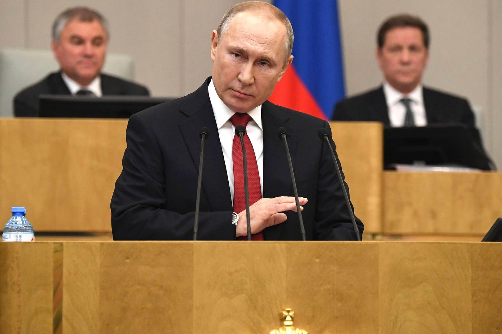 Wladimir Putin bei einer Ansprache im März: Er will sich die Macht für zwölf weitere Jahre sichern.
