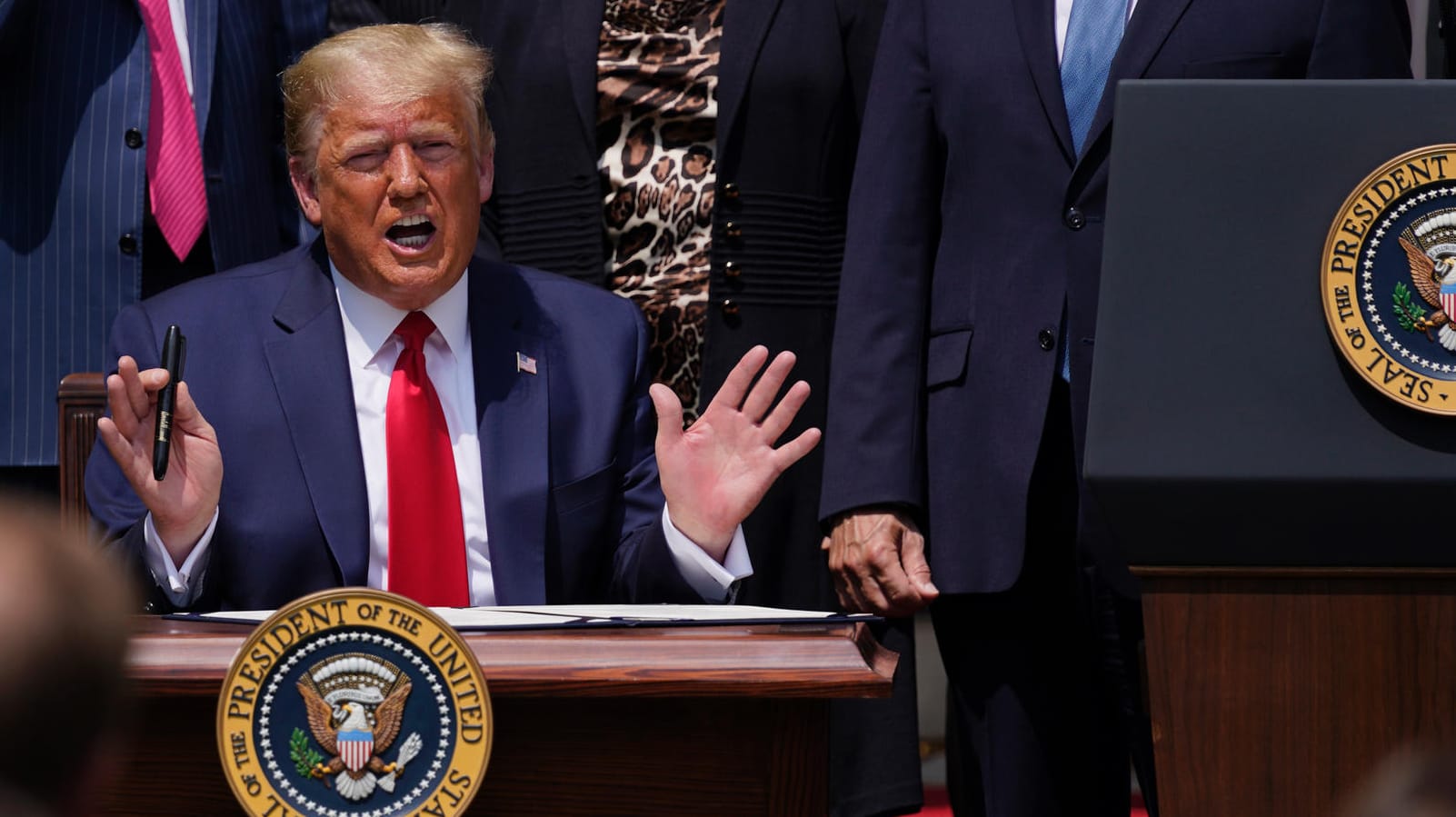 US-Präsident Donald Trump am Freitag im Rosengarten des Weißen Hauses.