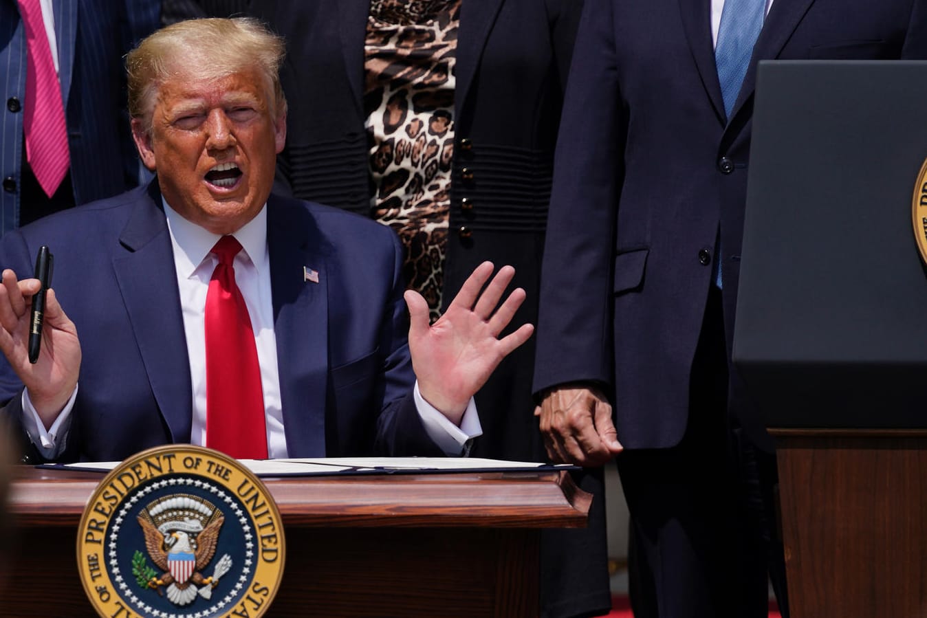 US-Präsident Donald Trump am Freitag im Rosengarten des Weißen Hauses.