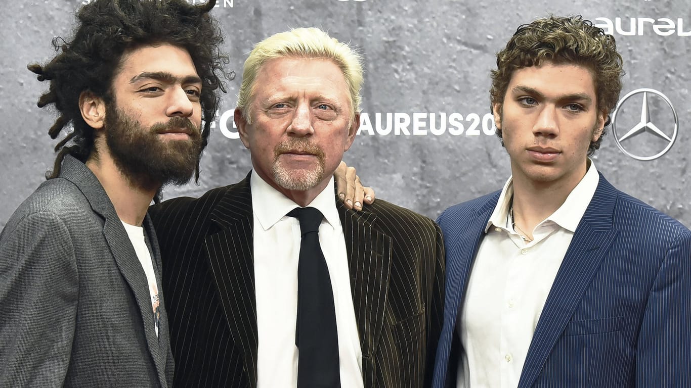 Boris Becker mit seinen Söhnen Noah (l.) und Elias (r.) bei den Laureus World Sports Awards.