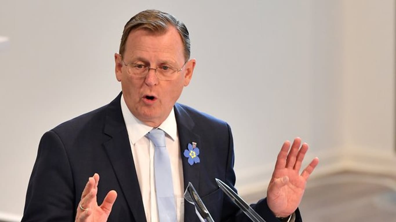 Thüringens Ministerpräsident Bodo Ramelow spricht in Erfurt.