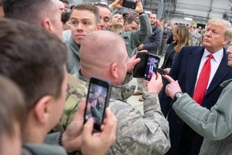 US-Präsident Donald Trump bei einem Besuch auf dem Stützpunkt der US-Luftwaffe in Ramstein.