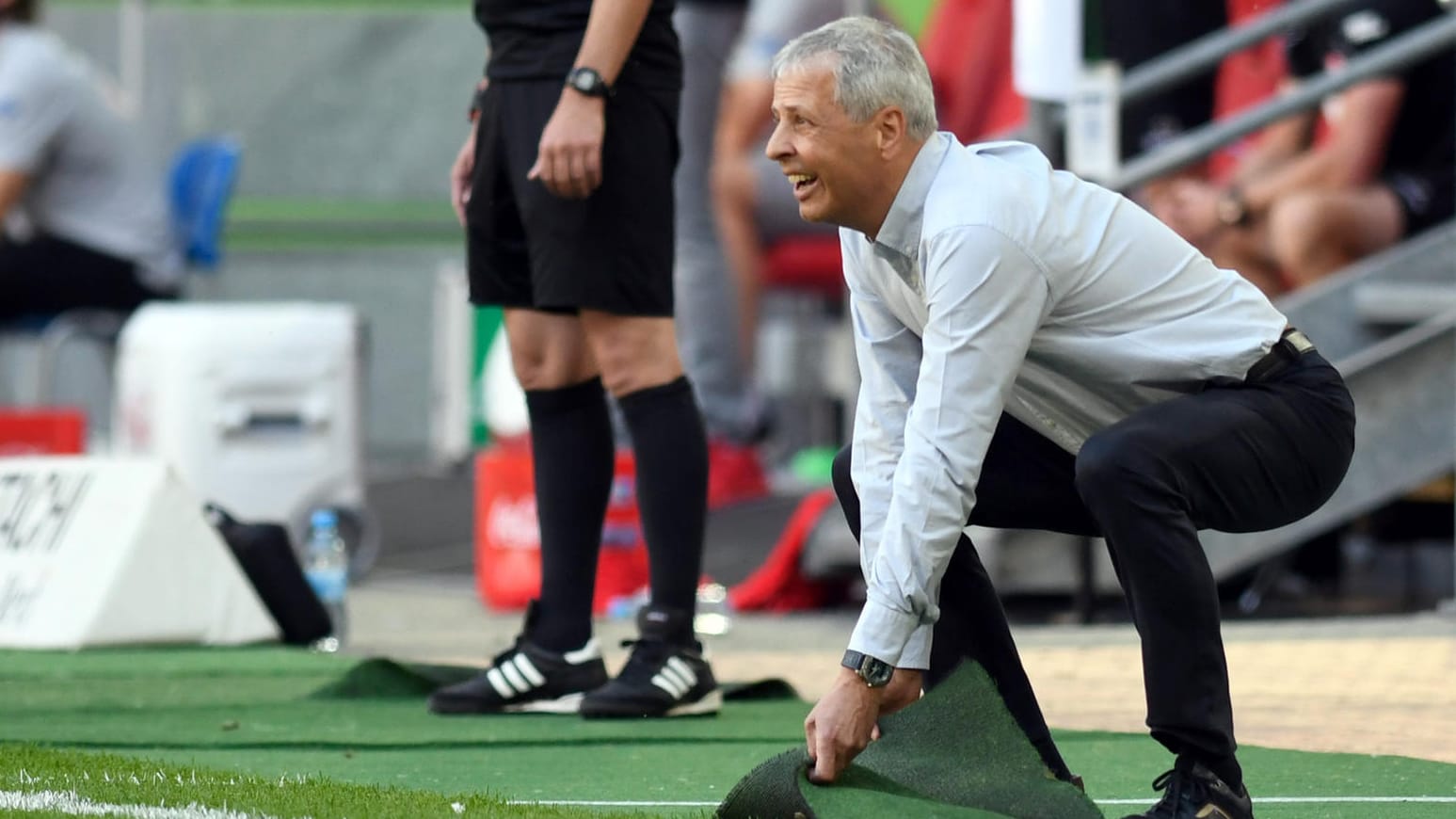 Lucien Favre: Der BVB-Trainer durfte nach dem Siegtor emotional jubeln.