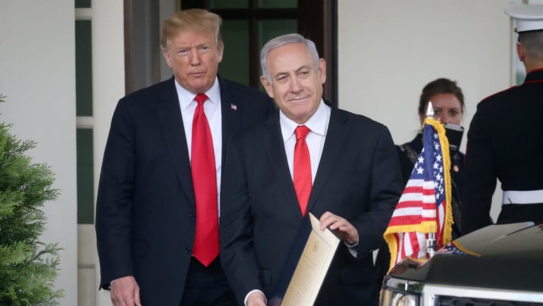Donald Trump und Israels Premierminister Benjamin Netanyahu: Der US-Präsident hatte die Golanhöhen im März vergangenen Jahres formell als Staatsgebiet Israels anerkannt.