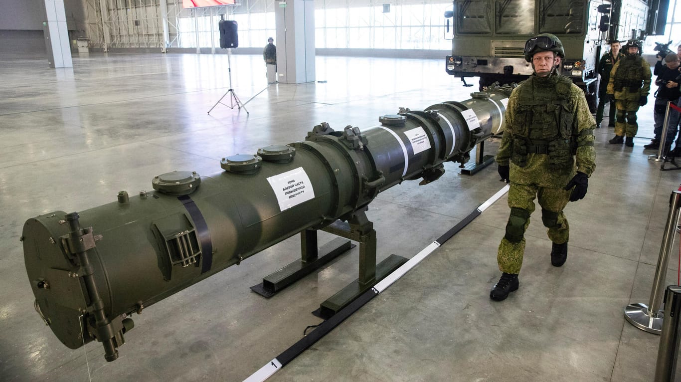 Ein neuer russischer Marschflugkörper vom Typ 9M729, der mit einem Atomsprengkopf bestückt werden kann.
