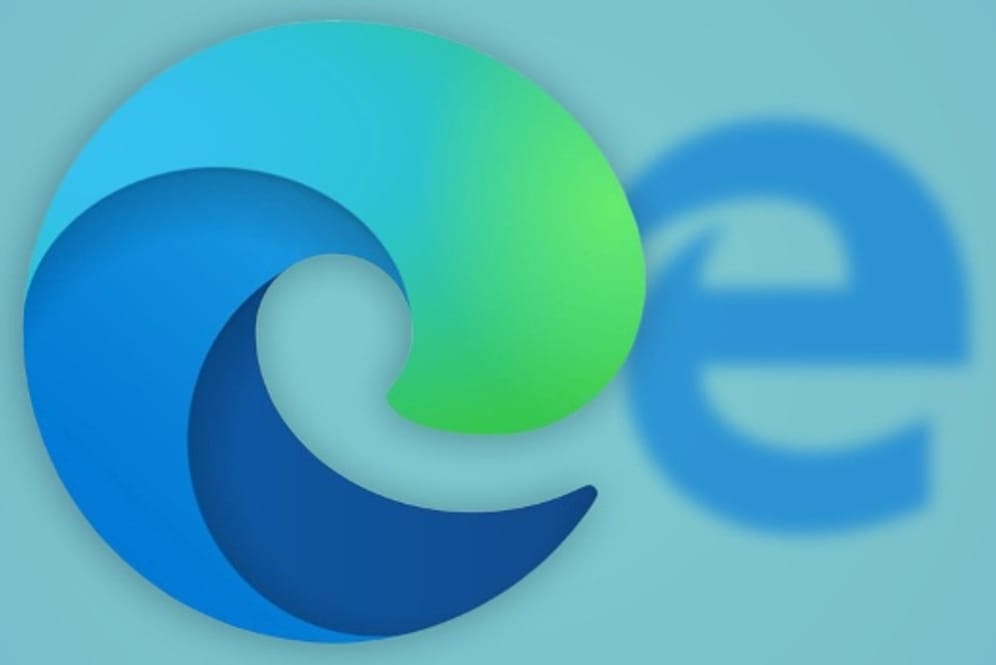 Die Bildmontage zeigt das neue Logo des Microsoft Edge-Browsers neben dem alten (rechts): Microsoft hat den Standard-Browser für Windows 10 ganz neu aufgelegt