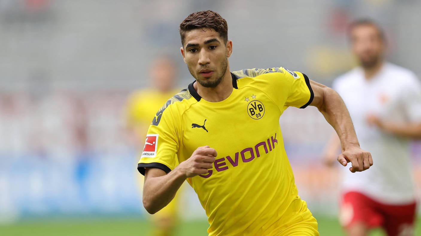 Achraf Hakimi: Der Rechtsverteidiger von Real Madrid spielt aktuell leihweise beim BVB. Achraf Hakimi: Der Rechtsverteidiger von Real Madrid spielt aktuell leihweise beim BVB.